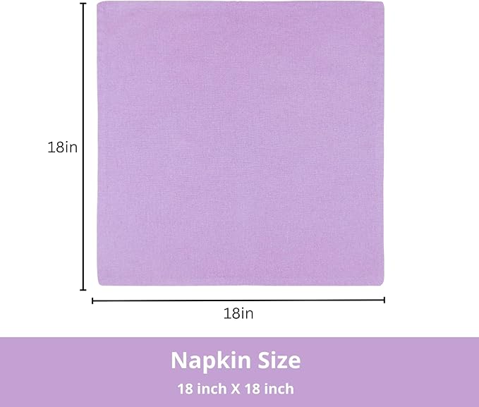 PurpleEssences Set of 12 Cloth Dinner Napkins 100% Cotton 18x18 Inch - Soft Durable Washable - Ideal for Farmhouse Party Spring Easter Summer - Perfect Everyday Use Table Linen - Lavender