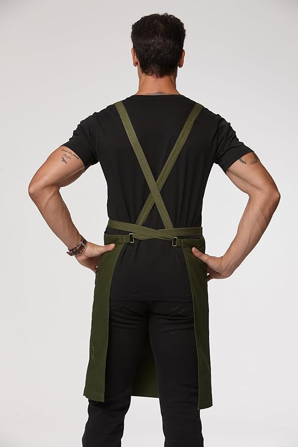 Unisex Kitchen Apron, Cross Strap Apron with 2 Pockets, Durable Waterproof Professional Apron