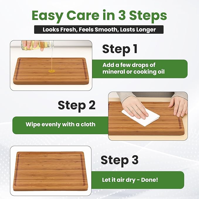 Bamboo Cutting Board for kitchen – .8" Thick Wood Chopping Board with Juice Groove and inner handle. Charcuterie & Butcher Block for Meat, Vegetables & Cheese, Brown (14"x10")