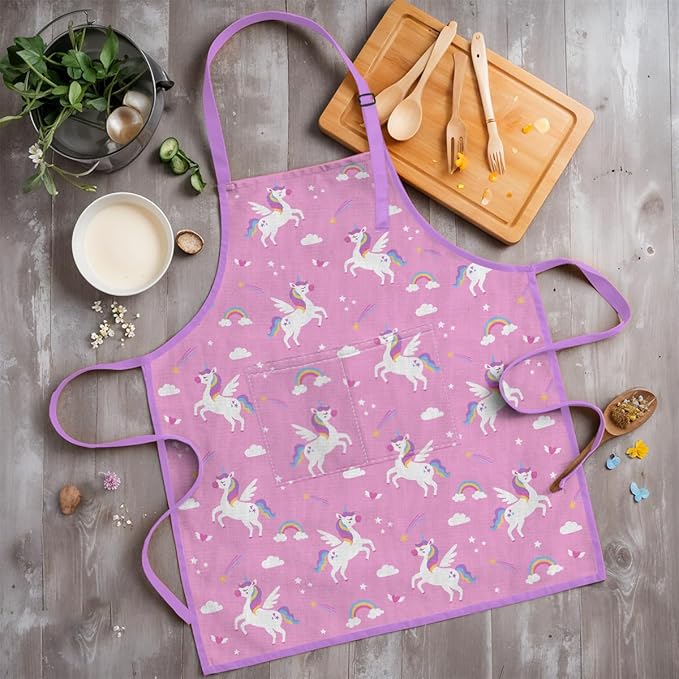 SANDJEST Kids Apron with Chefs Hat Set, Kitchen Apron Gifts