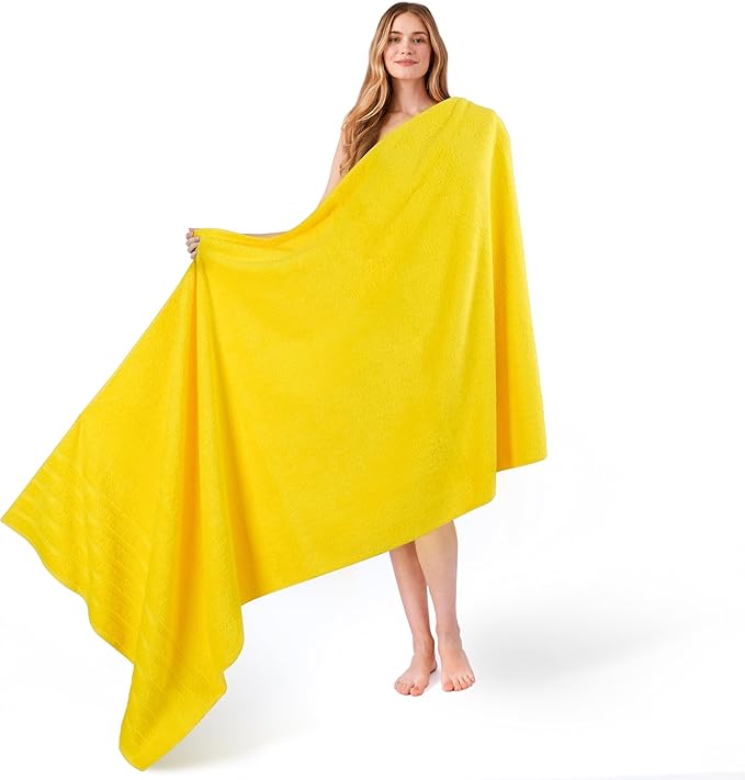 American Soft Linen 35x70 Jumbo Large Bath Towel, 600 GSM 100% Cotton Turkish Bath Sheet, Oversized Luxury Bath Towel for Bathroom Beach and Pool, Yellow