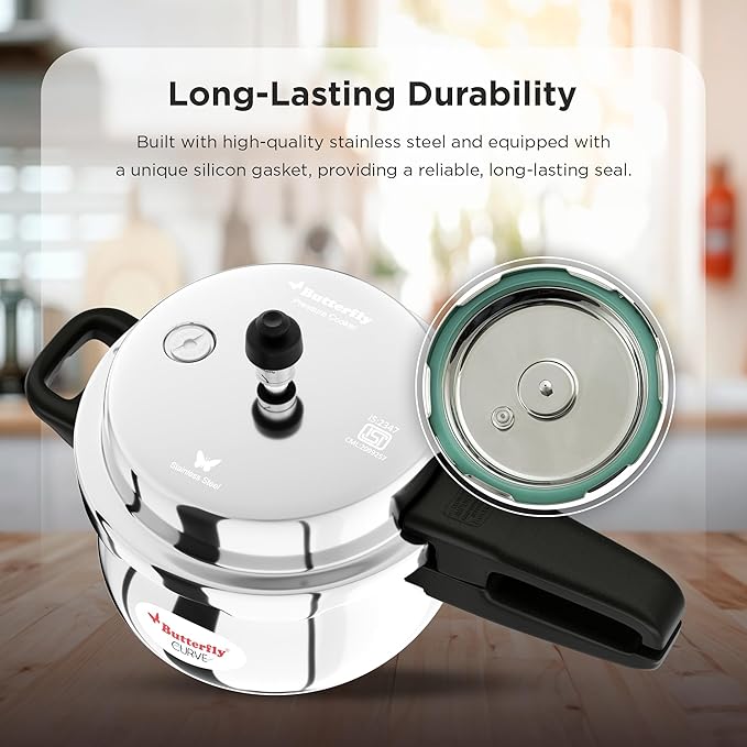 Butterfly Stainless Steel 3-Liter Curve Pressure Cooker