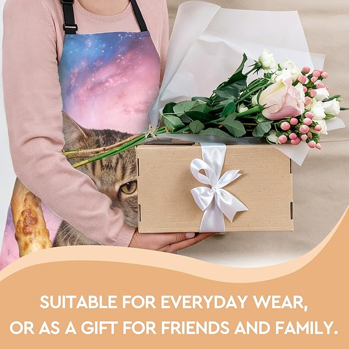Funny Aprons for Women, Cat Mom Gifts, Made from Scratch Aprons for Women with Pockets