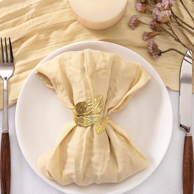 20 Pack Champagne Cheesecloth Napkins Washable Spring Summer Cloth Napkins Set of 20 Bulk 21x21 Inches Table Napkins for Wedding Baby Bridal Shower Birthday Dinner Party Decor