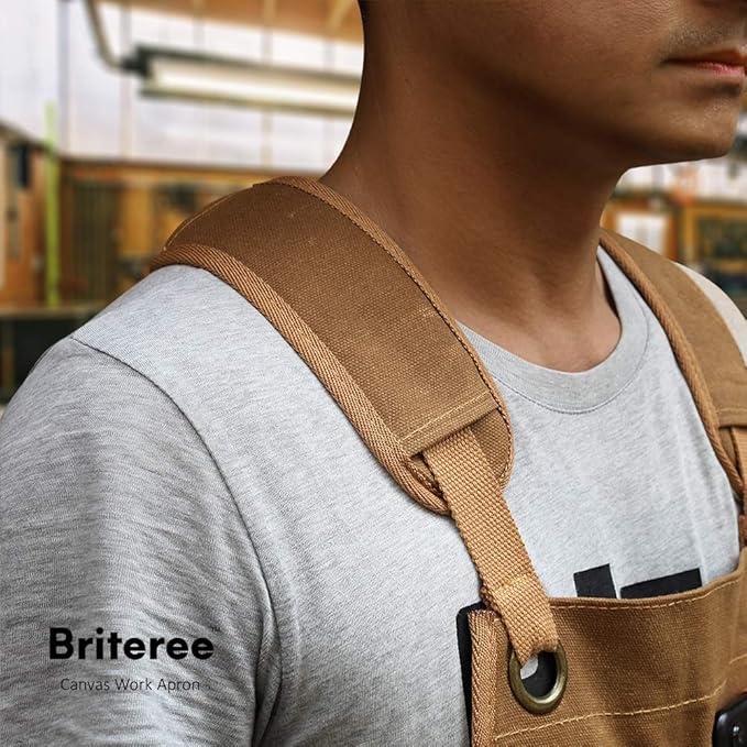 Woodworking Apron for Men, with 9 Tool Pockets, Durable Waxed Canvas Work Apron for Woodworkers Carpenters, Gifts for men for Christmas (Brown -Waxed Canvas Apron)