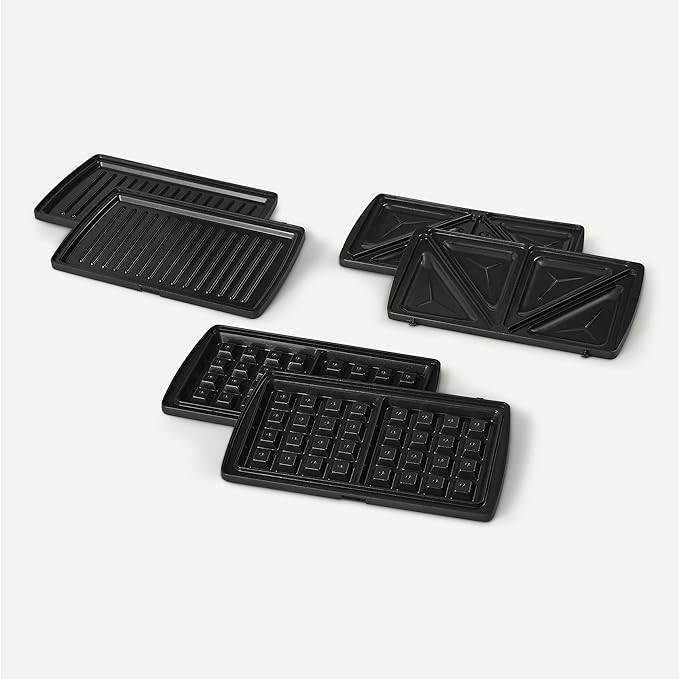 Amazon Basics 3-in-1 Sandwich Maker, Panini Press and Waffle Maker with Removable Plates, 760W