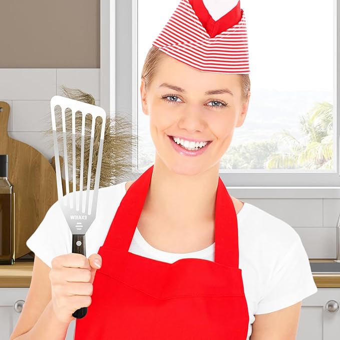 2 Pack Fish Spatula Stainless Steel，Flexible Metal Spatula Perfect for Flipping Eggs, Burgers and Baking, Durable Lightweight Kitchen Slotted Turner for Cooking & BBQ, Perfect Gifts