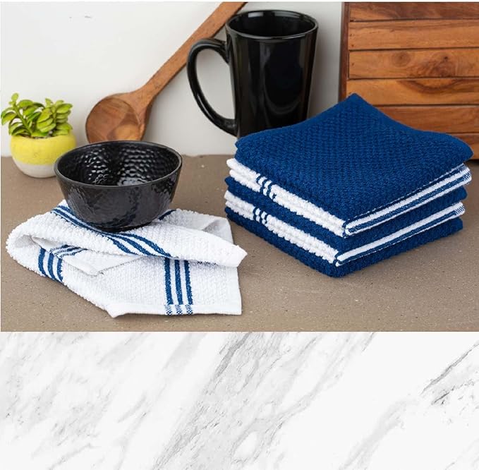 Lane Linen Tea Towels for Kitchen - 16 Pc Kitchen Towel Set with Silicone Oven Mitts and Pot Holders Sets, Cotton Kitchen Towels, Absorbent Dish Towels, Hand Towels for Kitchen - Indigo