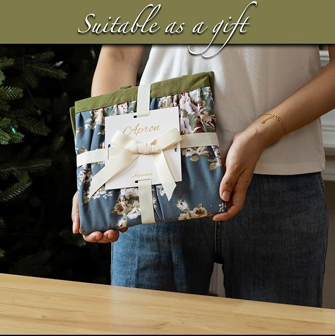 NEOVIVA Kitchen Aprons for Women with Pockets,Cooking Aprons for Women,Vintage Apron for Baking Gardening,Gifts for Mothers
