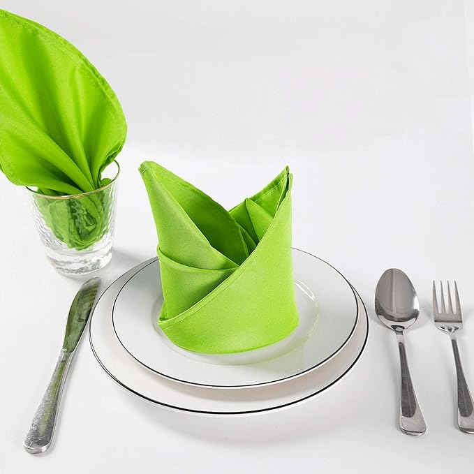 Cupuamon Cloth Napkins 20x20 inch Washable Polyester Dinner Napkins Soft Table Napkins for Wedding Party Dining Banquet(Apple Green,25PCS)