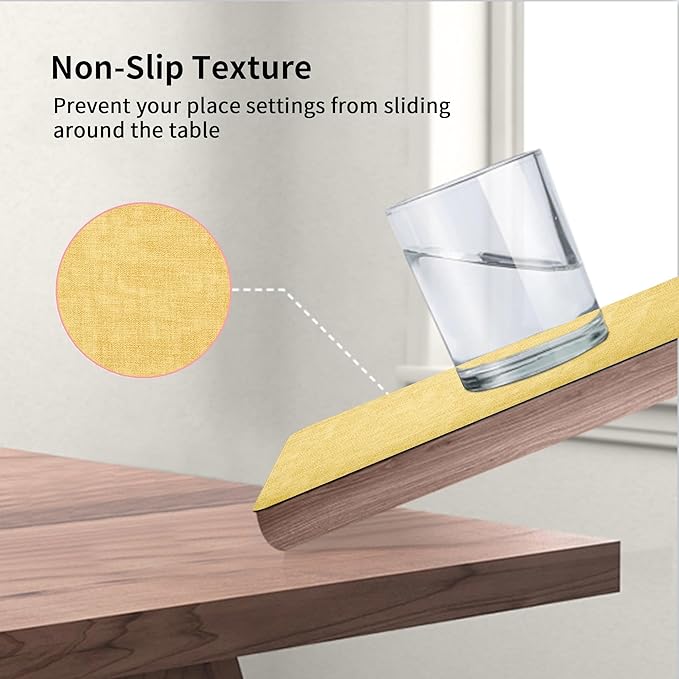 Maxpearl Faux Leather Placemats Set of 6 - Waterproof - Wipe Clean - Heat Resistant - Anti Slip Dining Table Place Mats, Suitable for Indoor & Outdoor Use, 17’’×12’’, Yellow