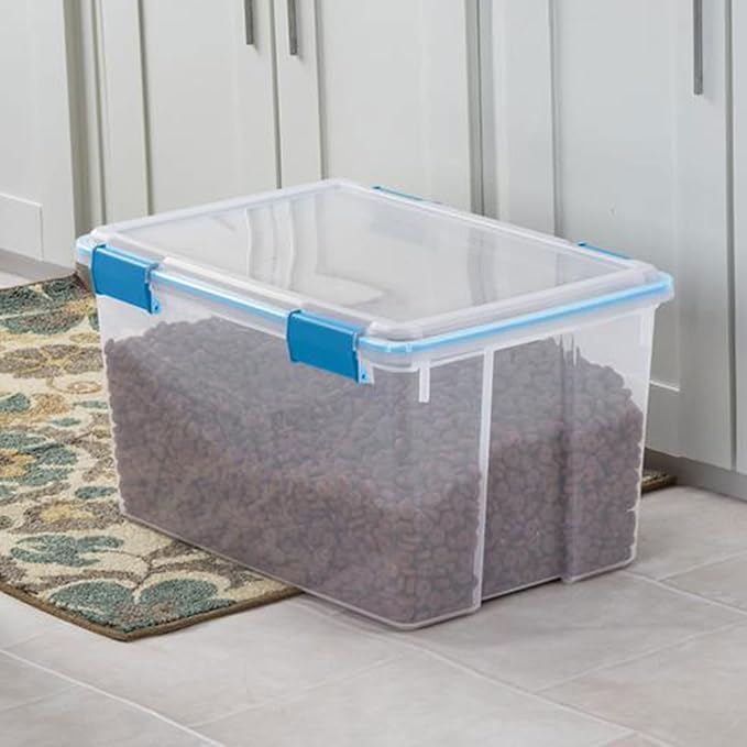 Sterilite Gasket Box, Stackable Storage Bin with Latching Lid, 54 Quart, 16 Pack
