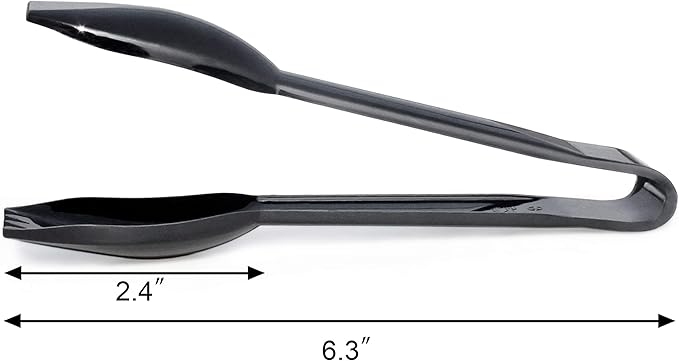 New Star Foodservice 42290 Utility Tong, High Heat Plastic, Straight Edge, 6 Inch, Set of 12, Black