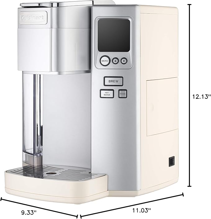 Cuisinart Coffee Maker, Single Serve 72-Ounce Reservoir Coffee Machine, Programmable Brewing & Hot Water Dispenser, Stainless Steel, Cream
