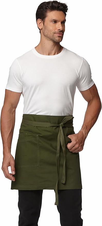Unisex Waist Apron Half Bistro Apron Server Aprons with Pockets Waterproof 4251BY