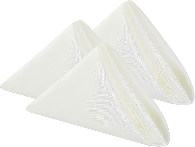Cloth Napkins 17x17 inch Washable Polyester Dinner Napkins Soft Table Napkins for Wedding Party Dining Banquet(Ivory,50PCS)