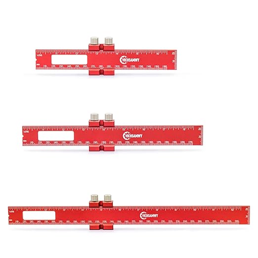 Precision Metal Slide Stop Scribing Ruler - 12, 8 & 6 Inch, Adjustable Measuring & Marking for Woodworking