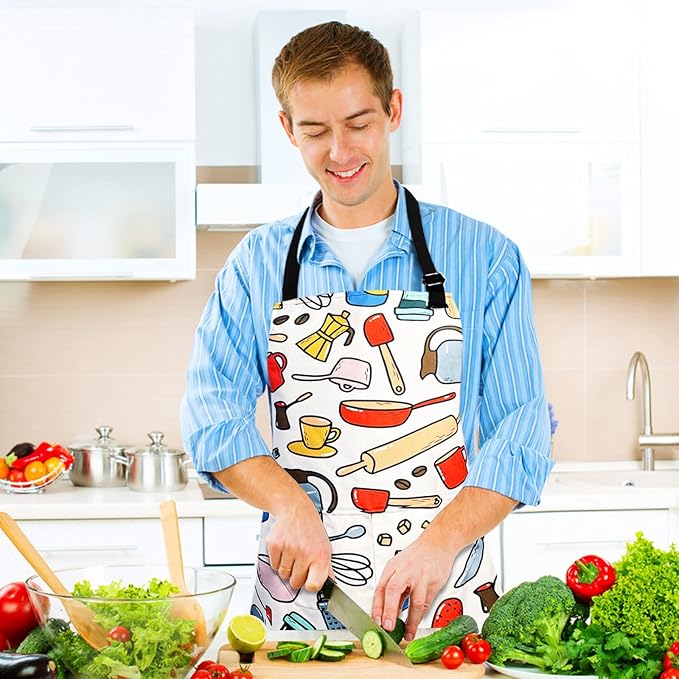 Sosolong Adjustable Waterproof Apron Bib Apron with 2 Pockets Cooking Kitchen Aprons for Women Men Chef