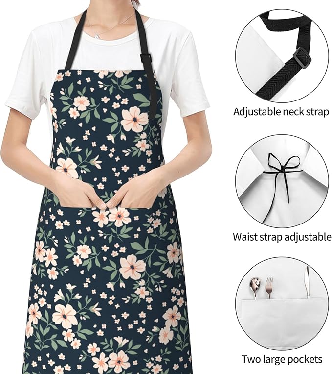 Perinsto Waterproof Apron With 2 Pockets Kitchen Chef Aprons Bibs For Cooking Baking Painting Gardening Grooming