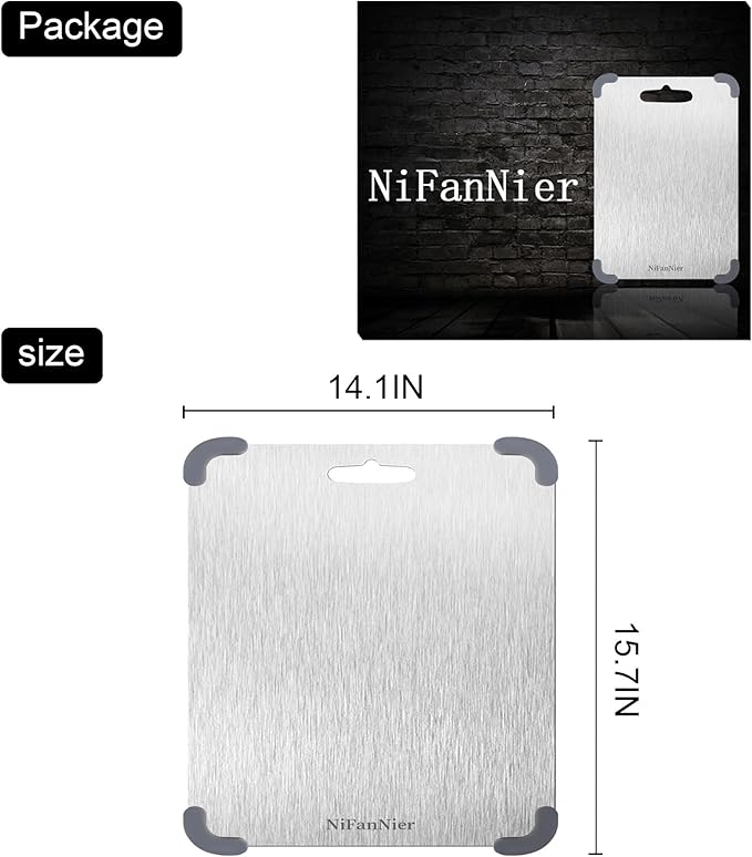 Titanium Cutting Board, 2026 New Upgrade 100% Pure Titanium Cutting Boards for Kitchen, Latest Thickened Version Thickness 0.06IN, Double-Sided Available Belt Guard Angle(15.7IN X 14.1IN）