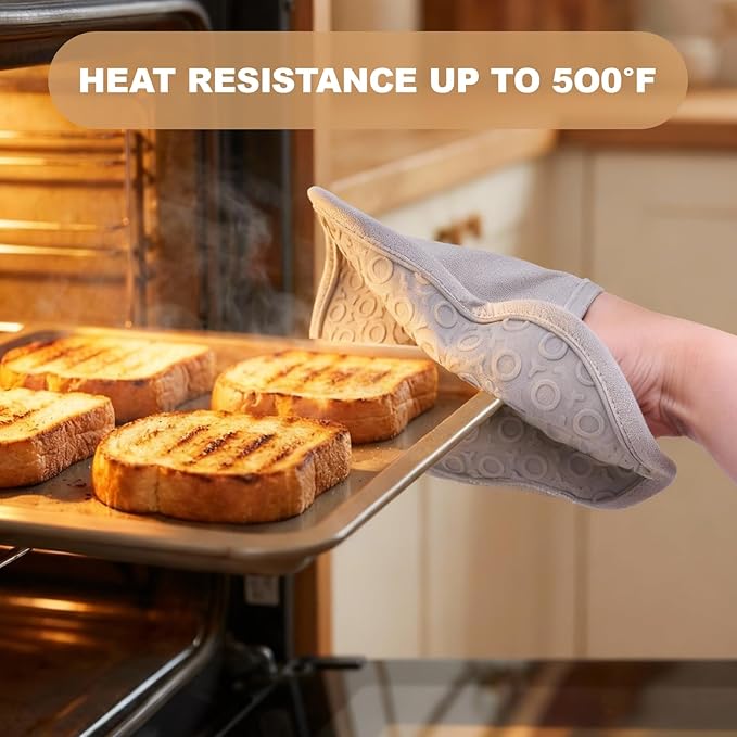 4-Pack Silicone Pot Holders for Kitchen Heat, Non-Slip Hot Pads with Hanging Loops, Quilted Liner Oven Mitts Alternative, Waterproof Trivets for Countertops Hot Pots and Pans (Plaid)