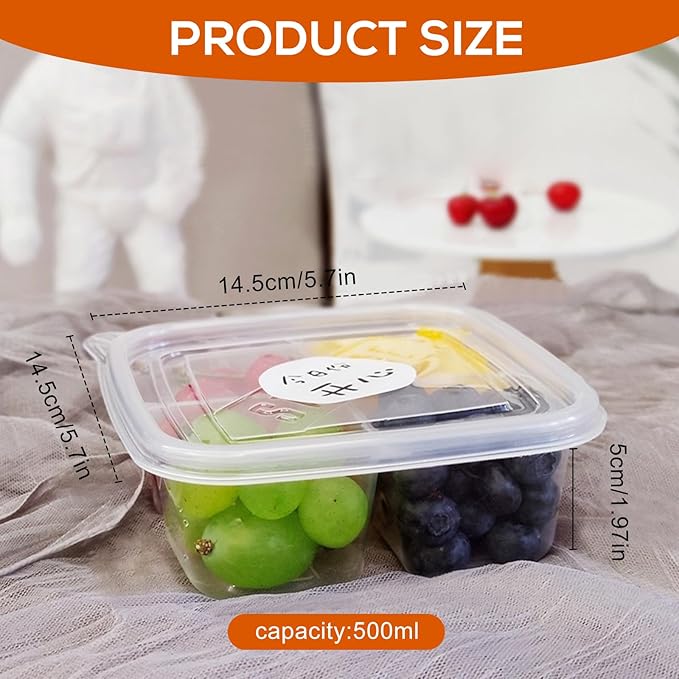 50 Pcs Disposable Bento Snack Containers with Lids, 4 Compartment Divided Lunchable Containers, Leakproof Food Prep Containers for Meal Prep, Take-Out Travel Work, BPA Free