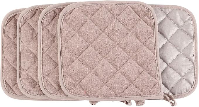 5 Pack Pot Holders for Kitchen Easy-Care Cotton Machine Washable hot Pads for Kitchen for Cooking and Baking Oven Light Gray