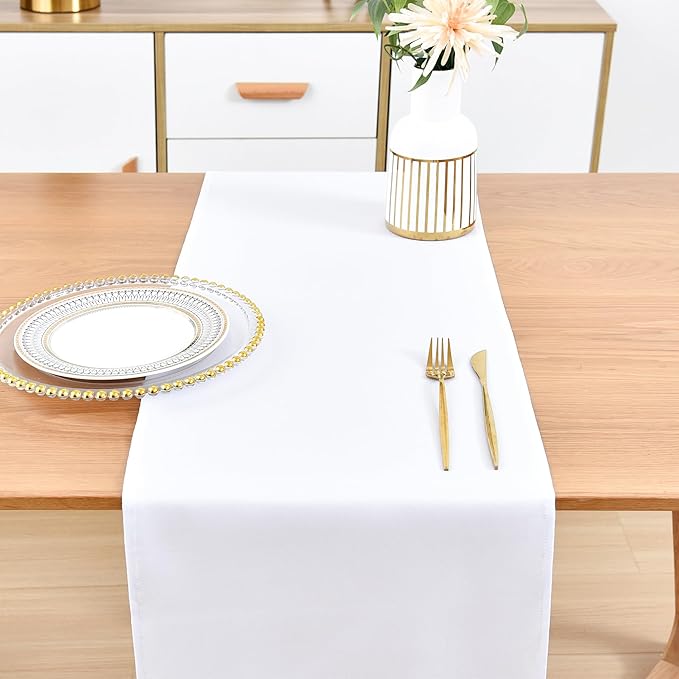 Farmhouse White Table Runner Dining Table Runners 90 Inches Long Coffee Table Runner for Dresser Living Room Bedroom Holiday Party Banquet 12X90 Inch