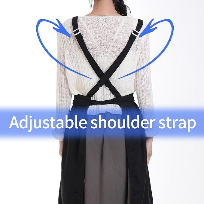 Pinknoke Vintage Pinafore Apron Dress for Women with Pockets Cute Floral Chef Aprons for Kitchen Cooking Baking Gardening