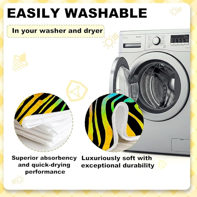 3 Pcs Colorful Zebra Print Kitchen Towels, Charming Decorative Absorbent Microfiber Dish Cloth Tea Towel, Trendy Waffle Soft Hand Towels for Farmhouse Home Bathroom, Housewarming Gifts