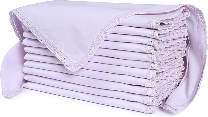 Ramanta Home Linen Flax Cloth Napkins Set of 24 Lavender, 18x18 Inch | Easter Premium Cotton Linen Flax Lace Soft & Durable | Washable Ideal for Spring Basket Décor, Wedding, Kitchen, Everyday Use
