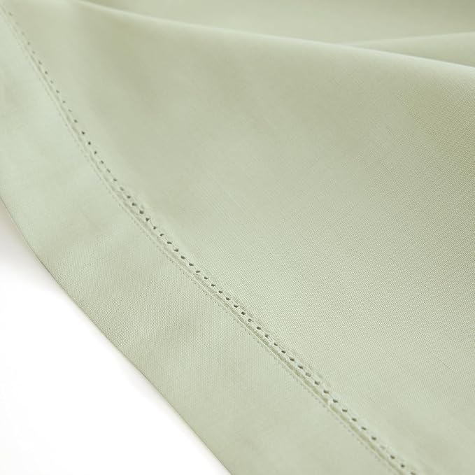 Solino Home Sage Napkins Set of 4 - Cotton Linen Hemstitch Dinner Napkins Cloth 20 x 20 Inch for Spring, Summer, Mothers Day - Handcrafted and Machine Washable