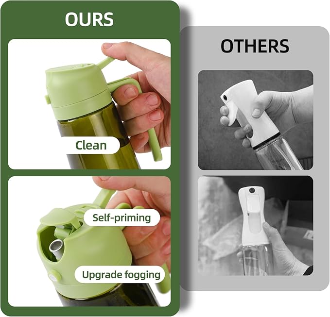 Aovdy 16oz/470ml Olive Oil Dispenser Bottle for Kitchen Gadgets and Air Fryer Accessories - Olive Oil Sprayer for Cooking - Light-Blocking Dark Green