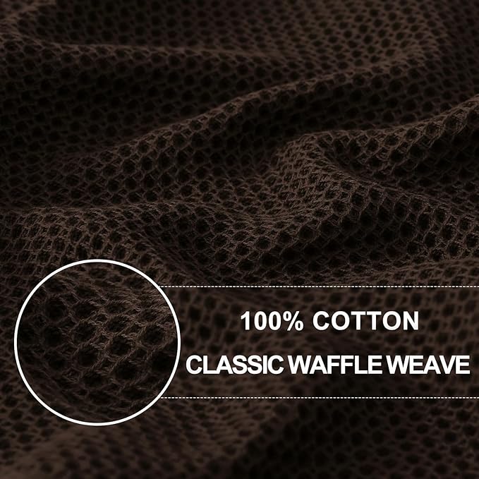 Homaxy 100% Cotton Waffle Weave Kitchen Dish Cloths, 7-Pack Ultra Soft Absorbent Dish Towels, Quick Drying Dish Rags, 12 x 12 Inches, Dark Brown