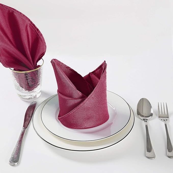 Cloth Napkins 17x17 inch Washable Polyester Dinner Napkins Soft Table Napkins for Wedding Party Dining Banquet(Burgundy,50PCS)