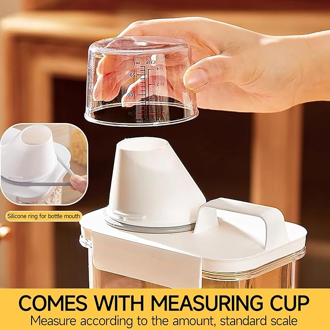 Storage Cereal Organizers Containers Sets,Food Grade BPA free PET Material Reusable，Airtight food storage containers with lids， kitchen organizers and storage Total(2 pcs 2300ml 2 pcs 1100ml)