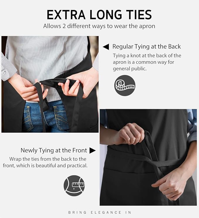 Syntus Apron for Men Women, Adjustable Cooking Kitchen Chef Aprons with 2 Pockets, Cotton/Polycotton/Polyester