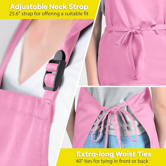 ROTANET Extra Large Apron for Men Adjustable Bib Aprons with 2 Pockets Cooking Kitchen Women Chef Water & Oil Resistant