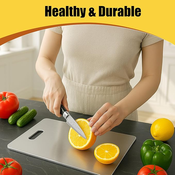 Titanium Cutting Board, 100% Pure Titanium Chopping Board for Kitchen, Hygiene & Durability Double Sided Cutting Board, Non toxic Chopping Board, Dishwasher Safe (13.2“ x 9.4”)