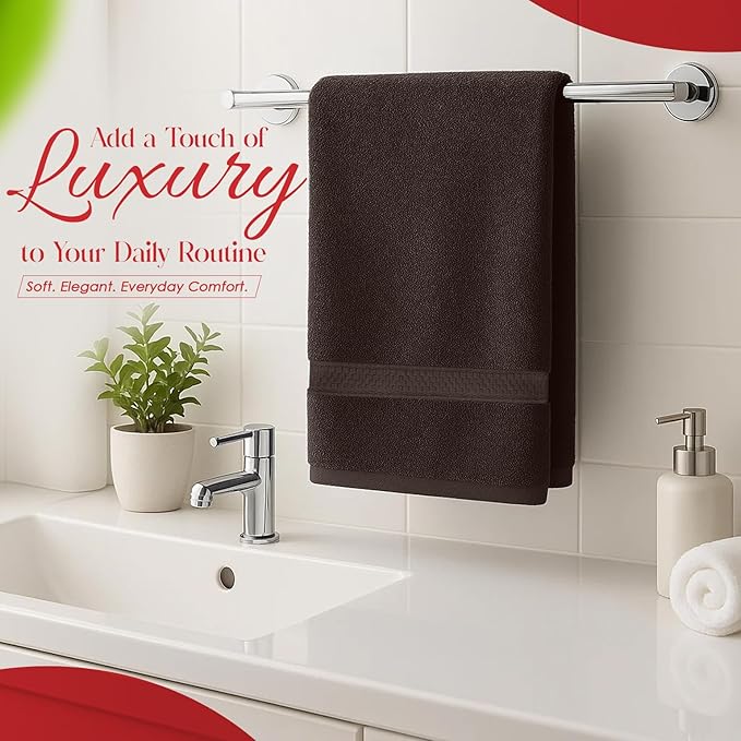 RIVERSIDE 6 Pack Premium Hand Towels Set, 16x28 inches, 100% Ring Spun Cotton, 600 GSM, Soft, Quick Dry and Highly Absorbent, Towels for Bathroom, Kitchen, Gym, Spa - Coffee Brown