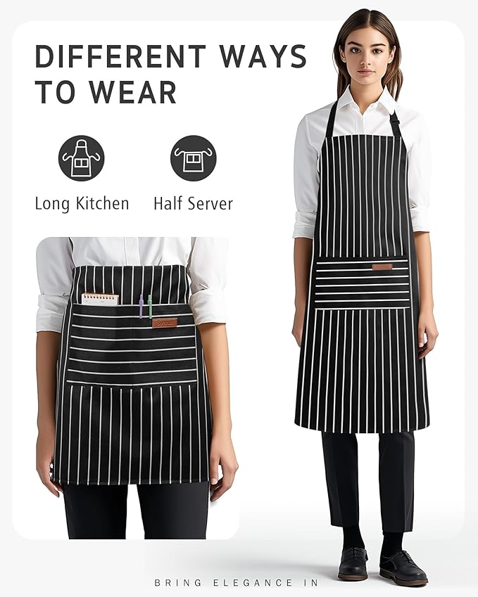 Syntus Apron for Men Women, Adjustable Cooking Kitchen Chef Aprons with 2 Pockets, Cotton/Polycotton/Polyester