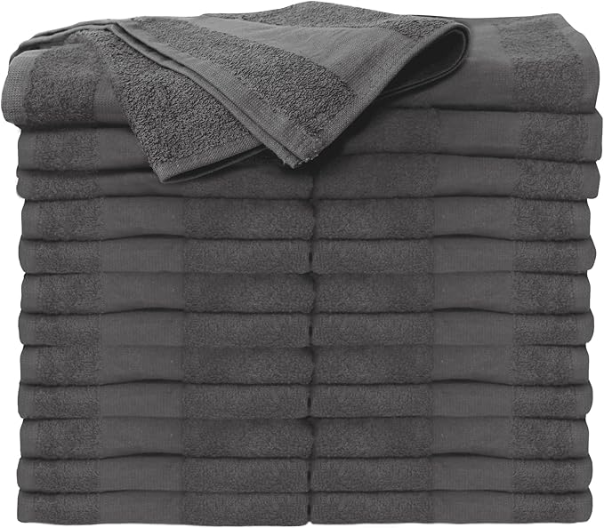ForPro Professional Collection Premium Bleach Tough Salon Towels, Cool Grey, 100% Cotton, Bleach-Proof Towels, Stain Resistant, 16" W x 27" L, 24-Count