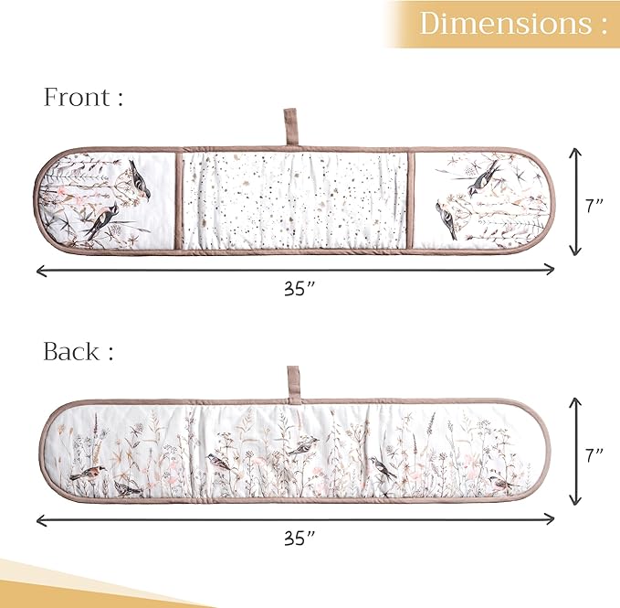 Maison d' Hermine Double Oven Mitts 100% Cotton 7"x35" Double Oven Mitt Heat Resistant BBQ Cooking Gloves with Loop Baking Grilling Gifts for Mothers Day Spring Summer (Meadow Florals - Brown)