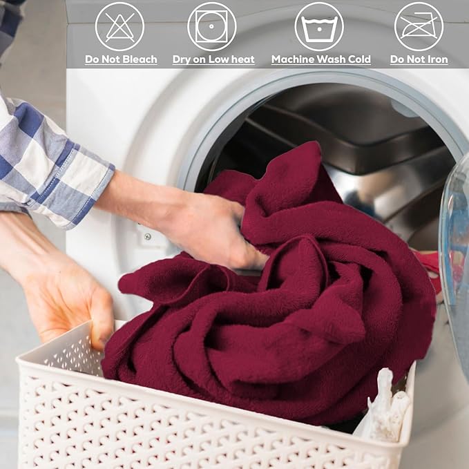 GOLD TEXTILES Premium Red Wine 100% Cotton Bath Towels Set (24 Pack, 24 x 50 Inch) High Absorbency Multipurpose Quick Drying Pool Gym Hotel Spa Bath Towel (24, Red Wine)