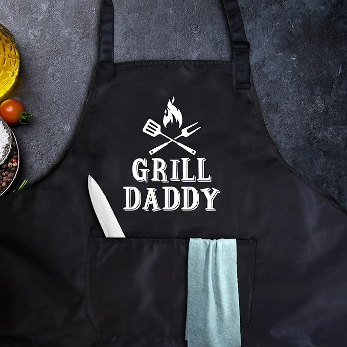 Funny apron for men Adjustable Waterproof with Pockets for Cooking Baking BBQ Gift Apron for Day, Birthday Gifts