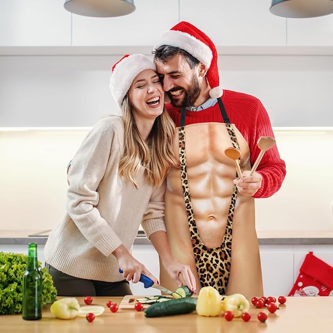 Funny Men Cooking Grilling Aprons Belly BBQ Funny Gag Gifts for Christmas, White Elephant Gift Exchange (Tomato, One Size)