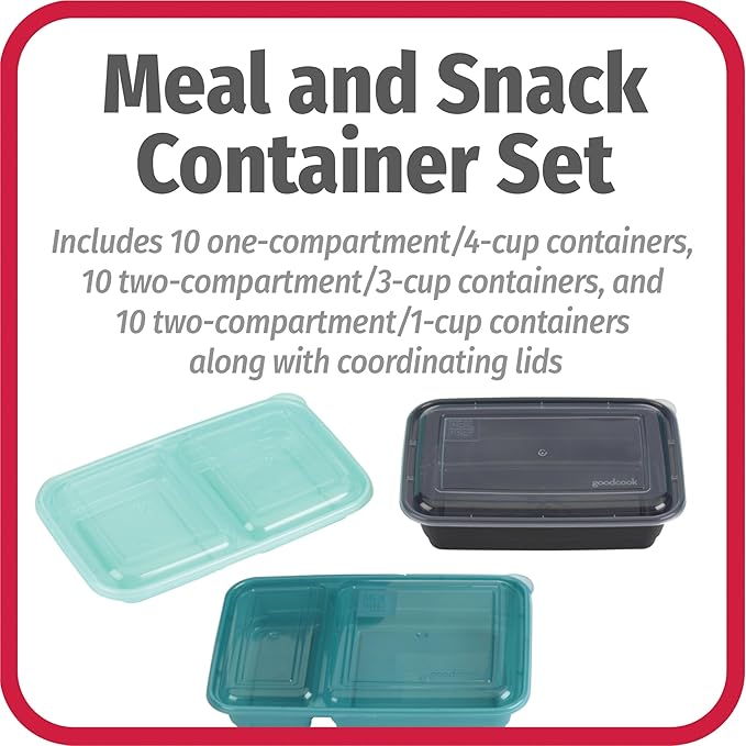 GoodCook Meal Prep 60-Piece Container Set, Made Without BPA