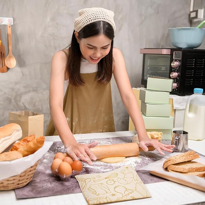 Peryiter 4 Pcs Linen Tea Towels for Baking Sourdough 14x18 Inches Reusable Thick Bread Towels Linen Sourdough Cloth for Bread Baking Dough Leavening Cloth for Women Chef Bake Lover for Dough Baguettes
