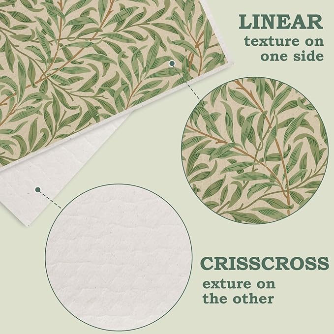 Whaline 12 Pcs William Morris Floral Swedish Dishcloths Vintage Greenery Flower Kitchen Towels Reusable Cotton Absorbent Dish Towels for Home Housewarming Cleaning, 7 x 8 Inch