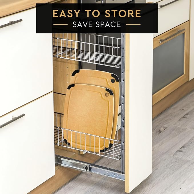 Dishwasher Safe Cutting Boards for Kitchen - Extra Large 18" x 12" Composite Wood Cutting Board with Juice Groove, Non-Slip Feet & Lightweight Eco-Friendly Design - Natural